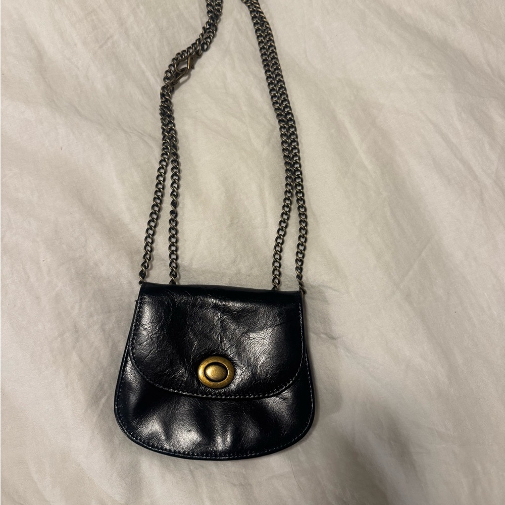 Hobo Black Leather Chain Strap Bag